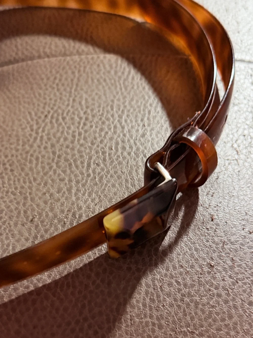 Vintage Tortoiseshell Resin Skinny Belt